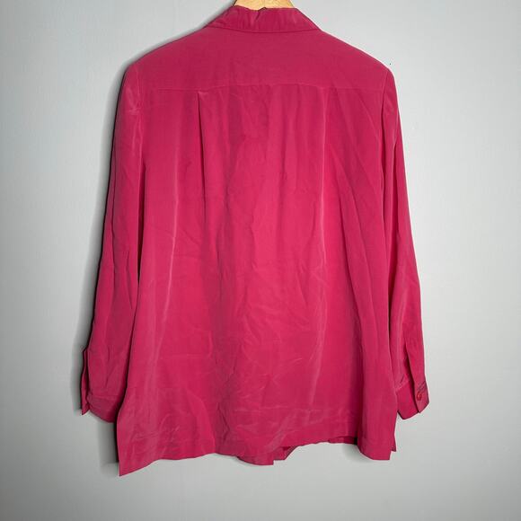 Jacobson's Women's Vintage Bright Pink 100% Silk Button Front Shirt Size L - Picture 4 of 9